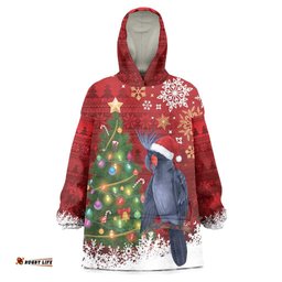Australia Palm Cockatoo Christmas Wearable Blanket Hoodie Goliath Cockatoo Santa Merry Chrissie LT14