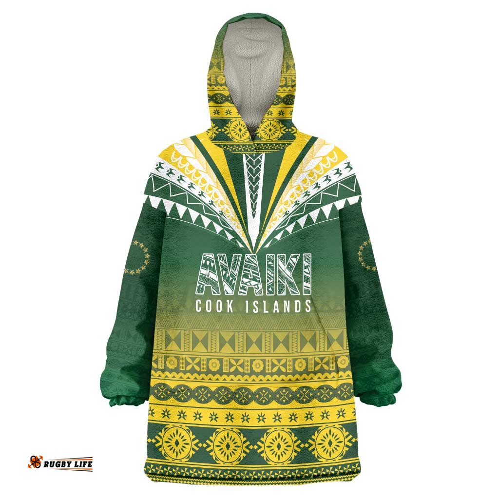 Cook Islands Rugby Custom Wearable Blanket Hoodie Kuki Avaiki LT7