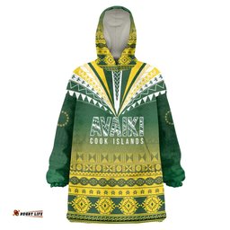 Cook Islands Rugby Custom Wearable Blanket Hoodie Kuki Avaiki LT7