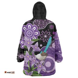 Australia Epilepsy Awareness Wearable Blanket Hoodie Purple-crowned Fairywren Boronia Aboriginal LT14