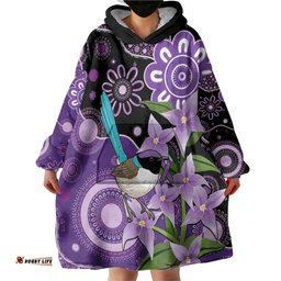Australia Epilepsy Awareness Wearable Blanket Hoodie Purple-crowned Fairywren Boronia Aboriginal LT14