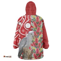 Blue Galah Mutation Christmas Australia Wearable Blanket Hoodie Falalalala Galalah Bottlebrush Red Aboriginal Art LT14
