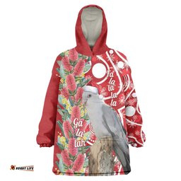 Blue Galah Mutation Christmas Australia Wearable Blanket Hoodie Falalalala Galalah Bottlebrush Red Aboriginal Art LT14
