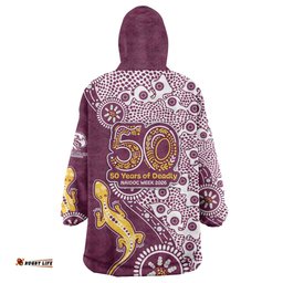 Manly Warringah Sea Eagles NAIDOC Week 2026 Wearable Blanket Hoodie Aboriginal Lizard Dot Painting - 50 Years of Deadly TS04