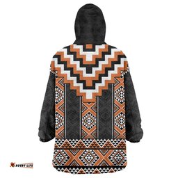 Orange Taniko Pattern Aotearoa Wearable Blanket Hoodie Niho Taniwha Mix Poutama LT14