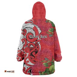 Personalised New Zealand Koru Pohutukawa Wearable Blanket Hoodie Meri Kirihimete Aroha for Christmas LT9