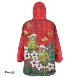 New Zealand Kakapo Christmas Wearable Blanket Hoodie Owl Parrot Santa Sliver Fern Manuka - Red LT14