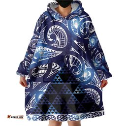 Matariki New Zealand Wearable Blanket Hoodie NZ Niho Taniwha Maori New Year Blue Galaxy LT14