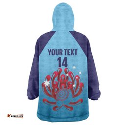 Custom New South Wales Bowls Australia Wearable Blanket Hoodie Go Champions NSW Waratah LT14