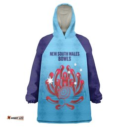 Custom New South Wales Bowls Australia Wearable Blanket Hoodie Go Champions NSW Waratah LT14