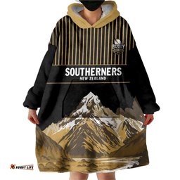 Custom Oceania Football NZ South Island Wearable Blanket Hoodie Minimal Mount Cook Silhouette LT9