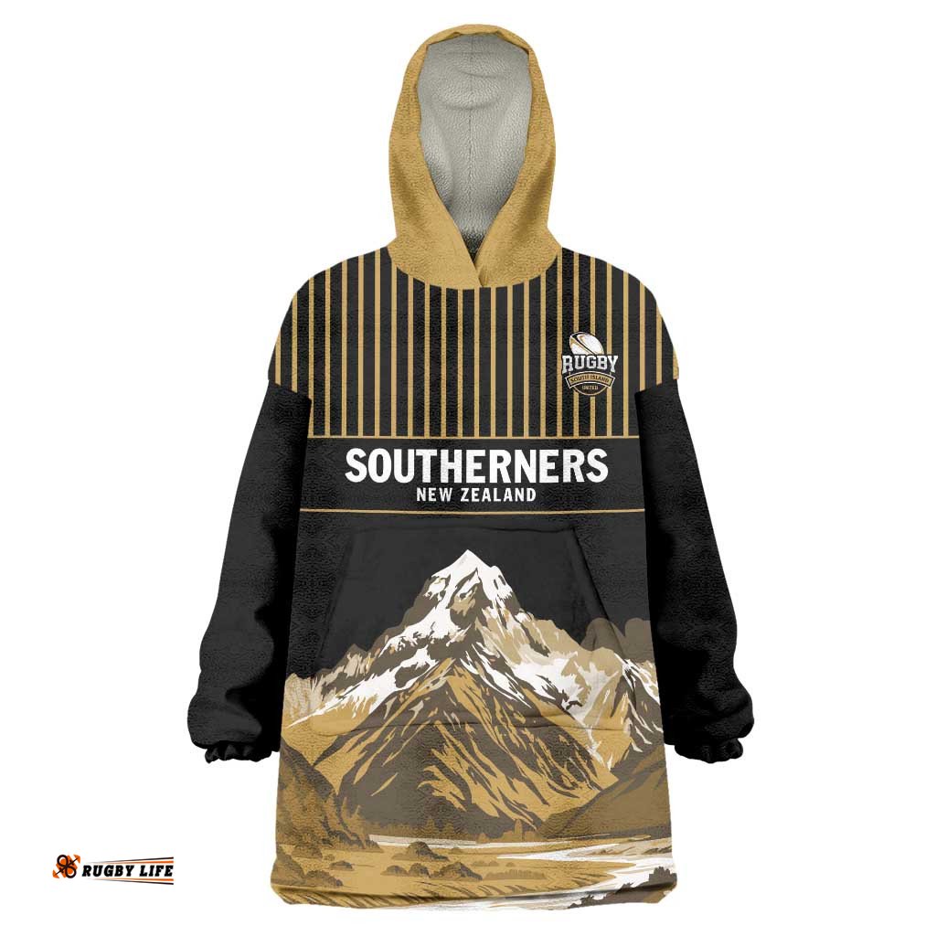 Custom Oceania Football NZ South Island Wearable Blanket Hoodie Minimal Mount Cook Silhouette LT9