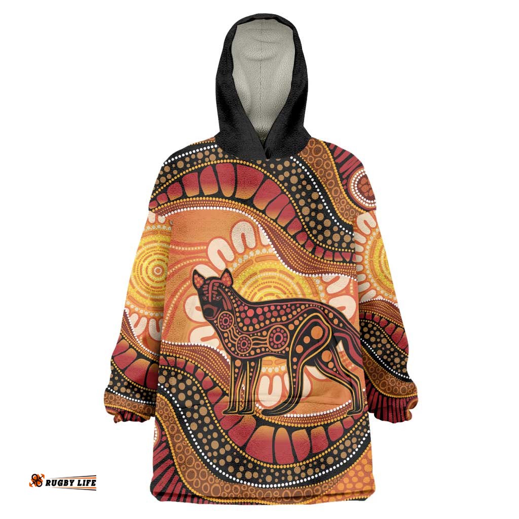 Indigenous Dingo Australia Wearable Blanket Hoodie Australian Aboriginal Art Proud LT14