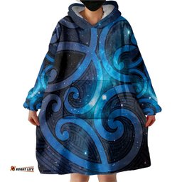 New Zealand Maori Matariki Wearable Blanket Hoodie Galaxy Kowhaiwhai LT7