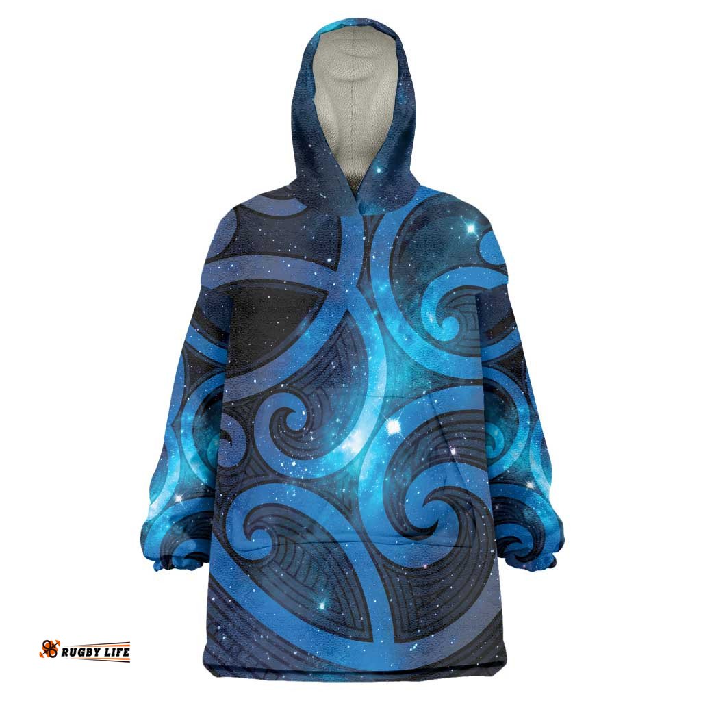 New Zealand Maori Matariki Wearable Blanket Hoodie Galaxy Kowhaiwhai LT7