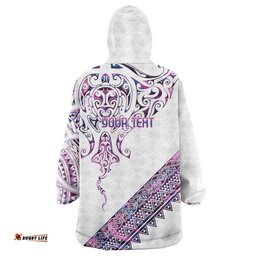 Mawhero Paua shell Kowhaiwhai Taniko Personalised Wearable Blanket Hoodie Manta Ray Shark-Turtle Maori Tribal Style LT9