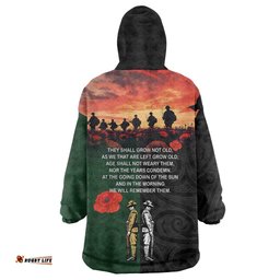 New Zealand and Australia ANZAC Day Wearable Blanket Hoodie Lest We Forget Indigenous and Maori Pattern LT03