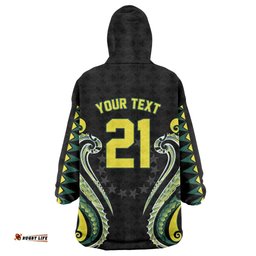 Custom Rugby Cook Islands Avaiki Wearable Blanket Hoodie Black Kuki Airani Tribal Maori Inspired LT9