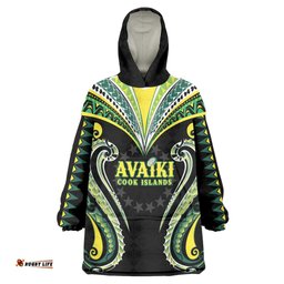 Custom Rugby Cook Islands Avaiki Wearable Blanket Hoodie Black Kuki Airani Tribal Maori Inspired LT9
