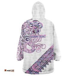 Mawhero Paua shell Kowhaiwhai Taniko Personalised Wearable Blanket Hoodie Taniwha Maori Tribal Style LT9