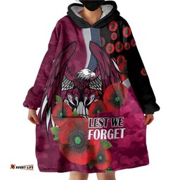 Manly Warringah Sea Eagles ANZAC Personalised Wearable Blanket Hoodie Lest We Forget Poppy Camo LT9
