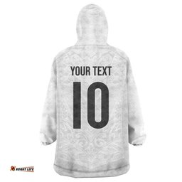 Custom New Zealand Football Wearable Blanket Hoodie The Whites-Sporty T90 Style LT03