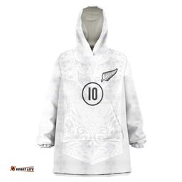 Custom New Zealand Football Wearable Blanket Hoodie The Whites-Sporty T90 Style LT03