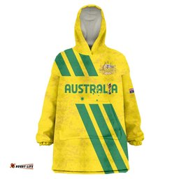 Custom Soccer 2026 Australia Wearable Blanket Hoodie Socceroos Go Glory LT01