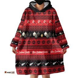 New Zealand Darts Christmas Wearable Blanket Hoodie Merry Xmas Aotearoa Maori Red LT14