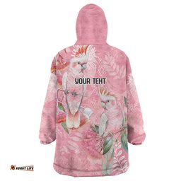 Personalised Galah Cockatoo Eucalyptus Flowers Wearable Blanket Hoodie Australian Breast Cancer Spirit LT9