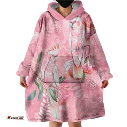 Personalised Galah Cockatoo Eucalyptus Flowers Wearable Blanket Hoodie Australian Breast Cancer Spirit LT9