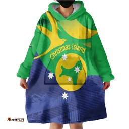 Personalised Australia Christmas Island Wearable Blanket Hoodie Wilayah Pulau Krismas Flag Color LT14