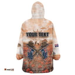 Personalised ANZAC Day Wearable Blanket Hoodie Commemorative Soldier Tribute DT05