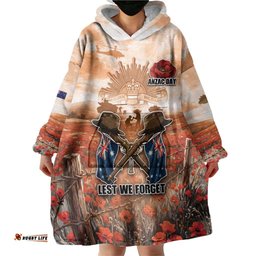 Personalised ANZAC Day Wearable Blanket Hoodie Commemorative Soldier Tribute DT05