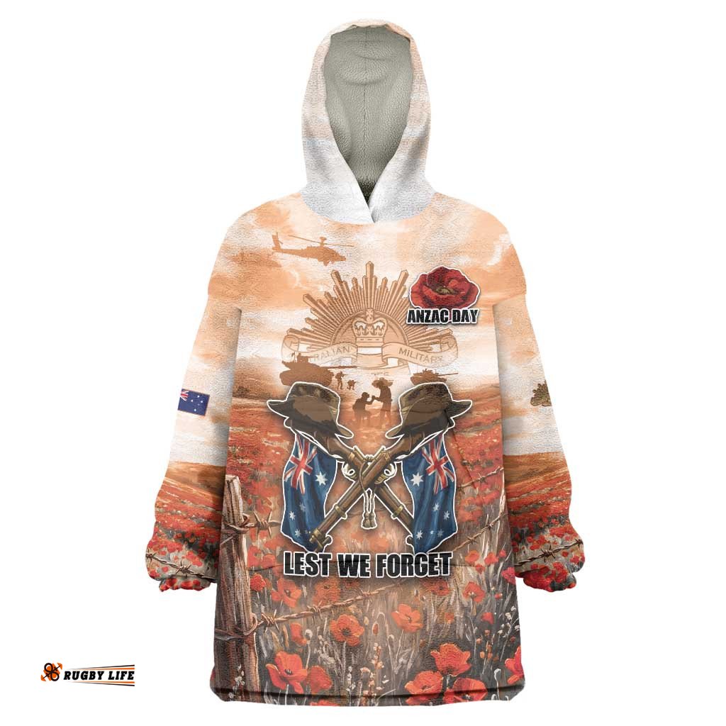 Personalised ANZAC Day Wearable Blanket Hoodie Commemorative Soldier Tribute DT05