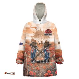 Personalised ANZAC Day Wearable Blanket Hoodie Commemorative Soldier Tribute DT05