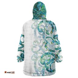 Paua Shell Maori Wearable Blanket Hoodie Koru Kowhaiwhai LT7