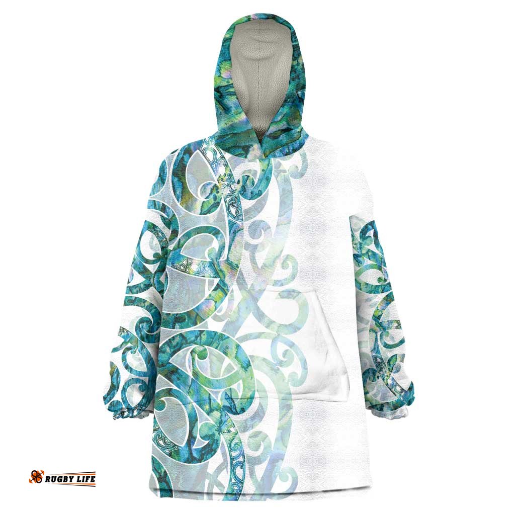 Paua Shell Maori Wearable Blanket Hoodie Koru Kowhaiwhai LT7