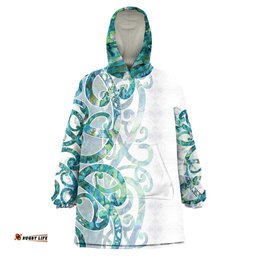 Paua Shell Maori Wearable Blanket Hoodie Koru Kowhaiwhai LT7