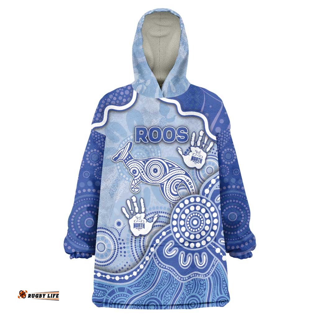 Custom Roos Football Wearable Blanket Hoodie Aboriginal Dot Art Pattern DT05