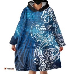 Matariki Galaxy Wearable Blanket Hoodie Maori Taniko Pattern LT9