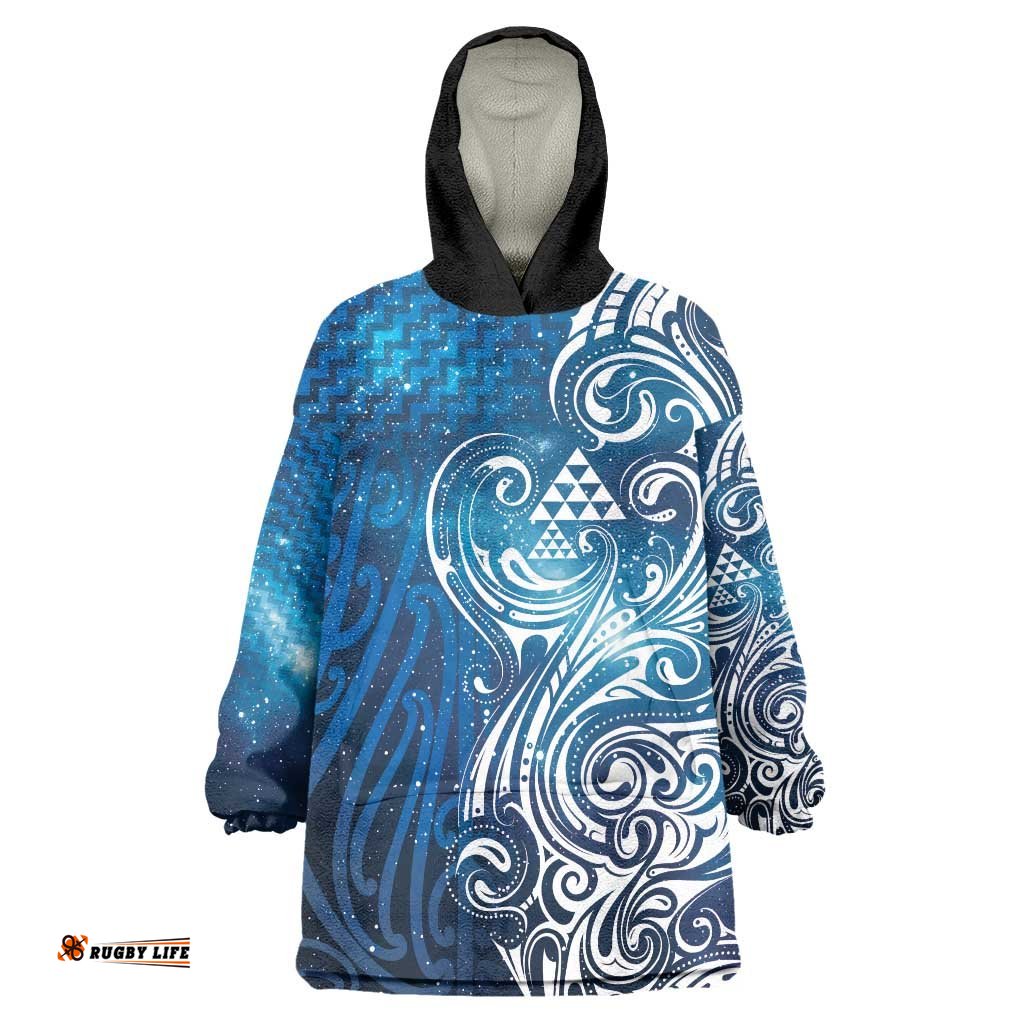 Matariki Galaxy Wearable Blanket Hoodie Maori Taniko Pattern LT9