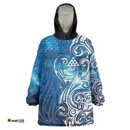 Matariki Galaxy Wearable Blanket Hoodie Maori Taniko Pattern LT9