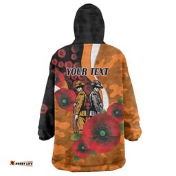 Greater Giants ANZAC Personalised Wearable Blanket Hoodie Lest We Forget Poppy Camo LT9