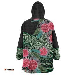 Australia Hakea Wearable Blanket Hoodie Aussie Native Flowers Indigenous Art LT14