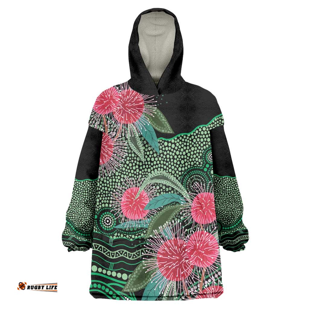 Australia Hakea Wearable Blanket Hoodie Aussie Native Flowers Indigenous Art LT14