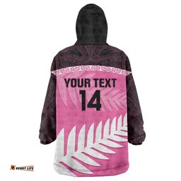 Custom New Zealand Aotearoa Cricket Wearable Blanket Hoodie Go White Silver Fern LT14
