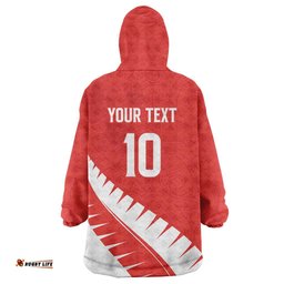Custom New Zealand Cricket Wearable Blanket Hoodie Kiwi Birds Haka Dance Red Fern Sporty Style LT03