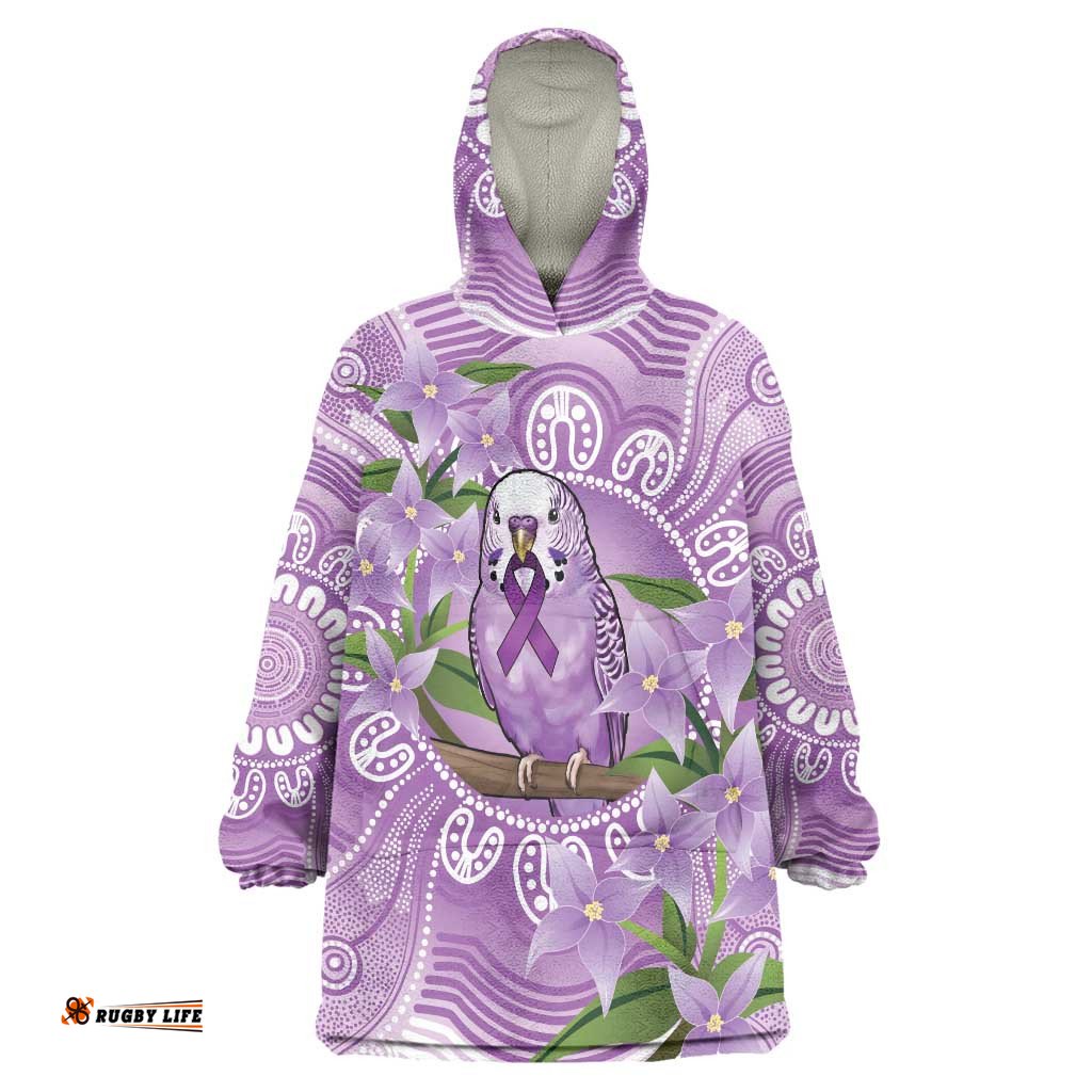 Epilepsy Awareness Budgerigar Australia Wearable Blanket Hoodie Budgie Purple Ribbon Boronia Aboriginal LT14