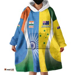Custom India Vs Australia Cricket Wearable Blanket Hoodie Final Matchup LT05